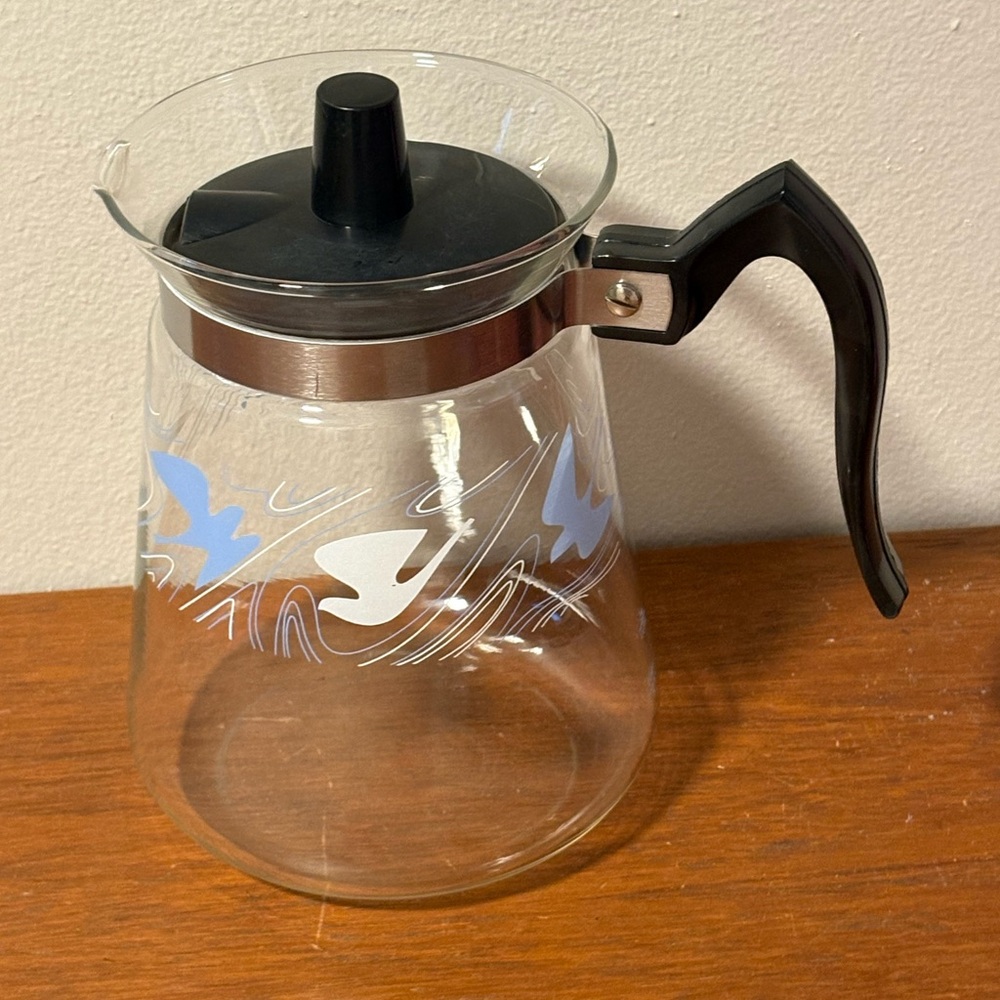 Vintage Cory 5-Cup Glass Carafe/Coffee Pot w-Bird Design D35 A/L